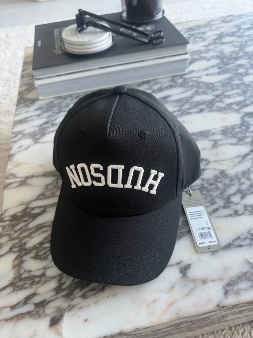 Hudson Jeans Embroidered Reverse Logo Baseball Cap
